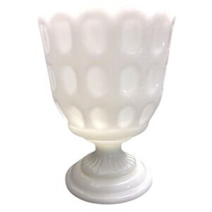 Vintage Brody Co. Milk Glass Vase Thumbnail Pedestal Scalloped Collectible Decor